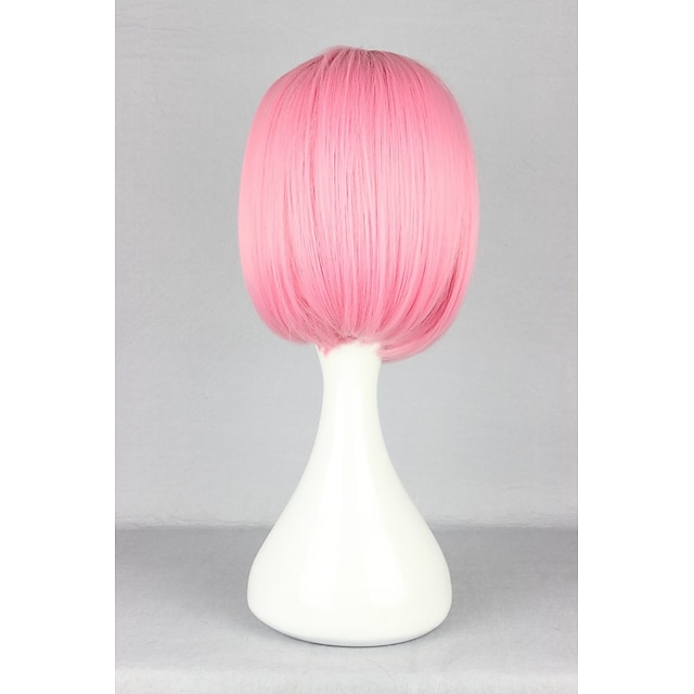 Beauty & Hair Wigs & Hair Pieces | Synthetic Wig Straight Kardashian Straight Bob With Bangs Wig Pink Synthetic Hair Womens Pink