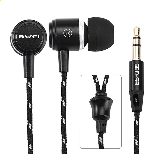  AWEI Q35 In Ear Wired Headphones Aluminum Alloy Sport & Fitness Earphone with Microphone Headset