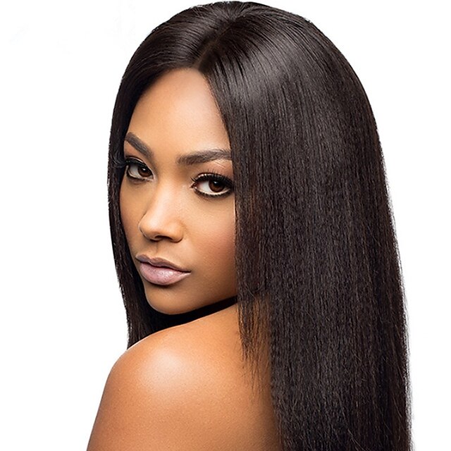  Remy Human Hair Glueless Lace Front Lace Front Wig style Straight Yaki Wig 130% 150% 180% Density Natural Hairline African American Wig 100% Hand Tied Women's Short Medium Length Long Human Hair Lace