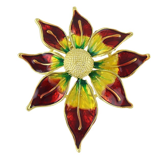  Women's Brooches Flower Ladies Fashion Brooch Jewelry Red For Wedding Party Special Occasion Birthday Gift Daily