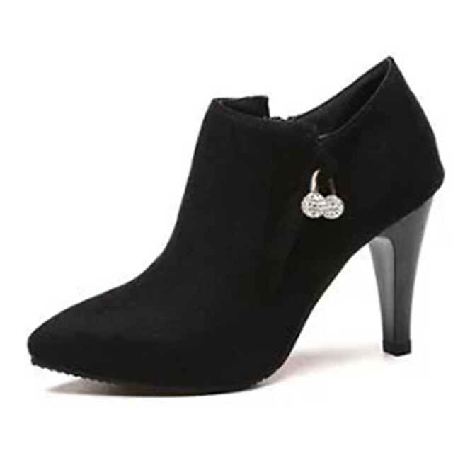  Feminino Sapatos Couro Ecológico Primavera Verão Outono Conforto Coturnos Botas Salto Agulha Ponta Redonda Ziper Para Casual Preto