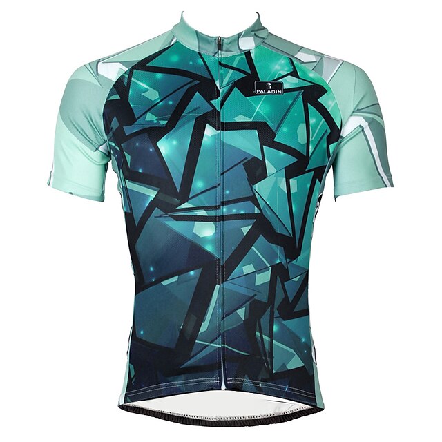  ILPALADINO Men's Short Sleeve Cycling Jersey Polyester Blue Geometic Bike Jersey Top Mountain Bike MTB Road Bike Cycling Breathable Quick Dry Ultraviolet Resistant Sports Clothing Apparel / Stretchy