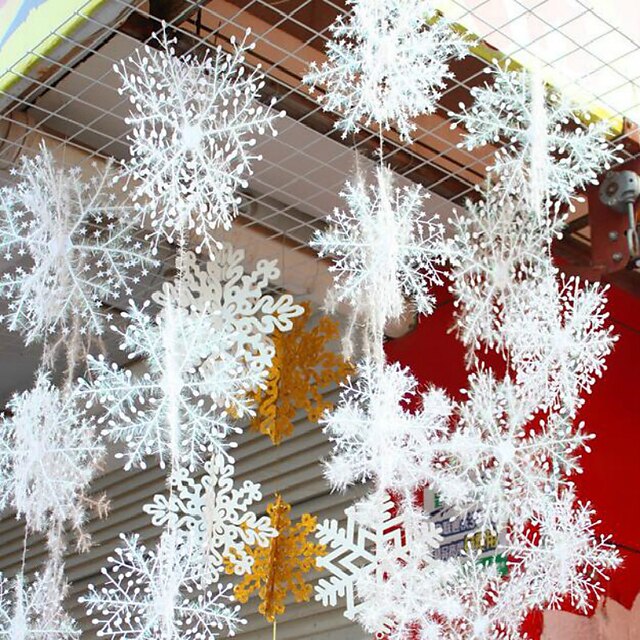  6pcs Sneeuwvlok  Ornamenten / Kerststallen voor buiten, Holiday Decorations Feest Tuin Bruiloft Decoratie 28 22 14 11 8.5 6 cm