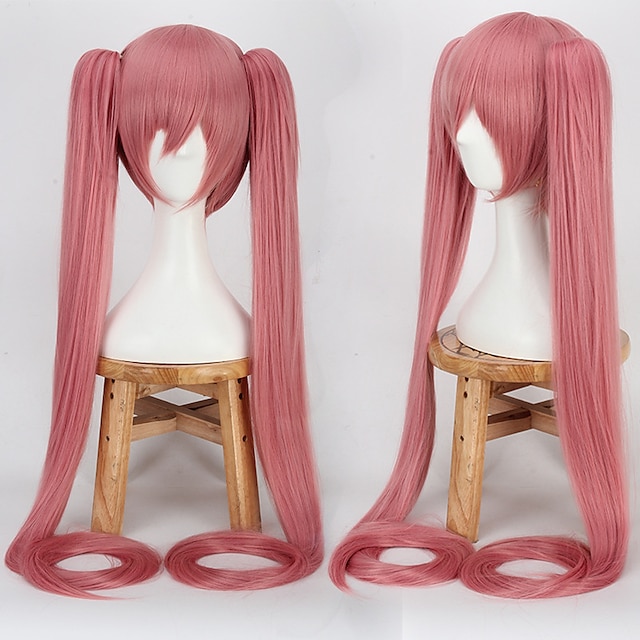  Synthetic Wig Straight Straight Wig Pink Pink Synthetic Hair Pink