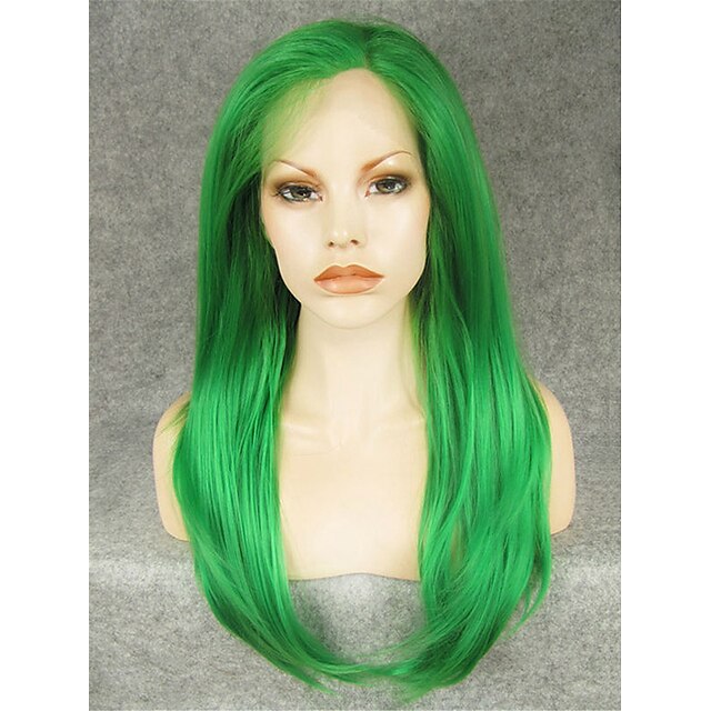  Synthetic Lace Front Wig Straight Straight Lace Front Wig Green Synthetic Hair Women's Green