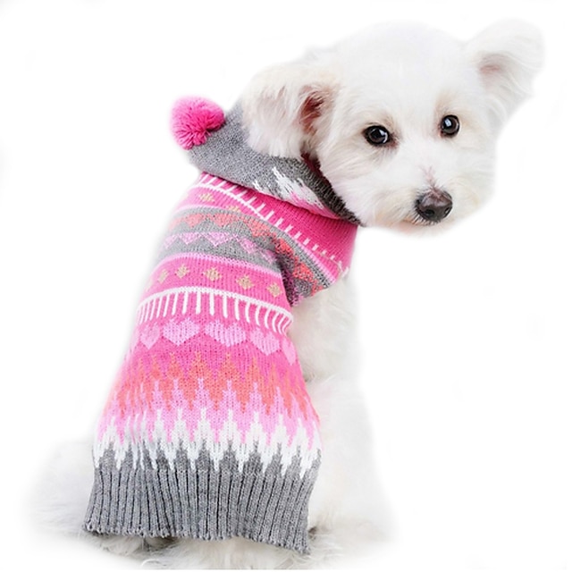  Chien Pull Pulls à capuche Rayure Garder au chaud Noël Hiver Vêtements pour Chien Costume Laineux XXS XS S M L