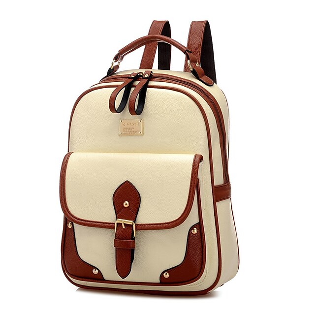  Dames Polyesteri PU Schooltas ulko- Beige