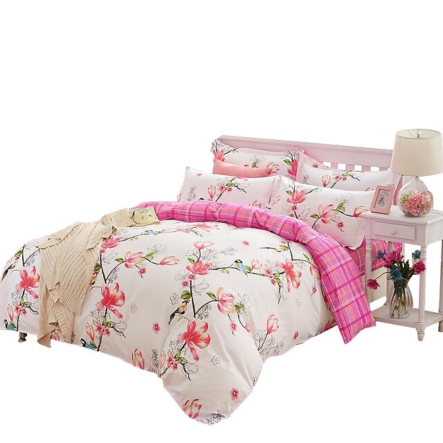  Mingjie  Wonderful Pink Flowers and Birds Bedding Sets 4PCS for Twin Full Queen King Size from China Contian 1 Duvet Cover 1 Flatsheet 2 Pillowcases