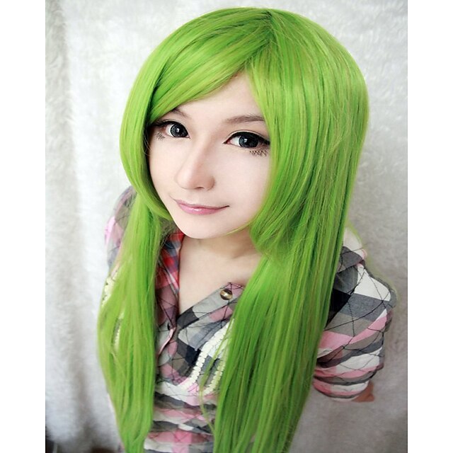  Pelucas sintéticas Pelucas de Broma Recto Corte Recto Peluca Muy largo Verde Pelo sintético Mujer Verde hairjoy