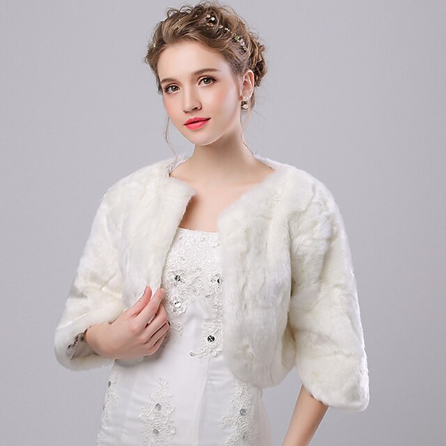  Faux Fur Imitation Cashmere Wedding Party Evening Women's Wrap With Pattern Shrugs