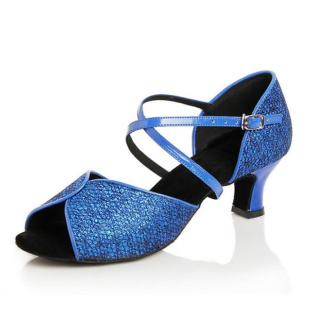  Mujer Zapatos de baile Zapatos de Baile Latino / Zapatos de Jazz / Zapatillas de Baile Zapatilla Tacón Cuadrado No Personalizables Plata / Oro / Azul Claro / Entrenamiento