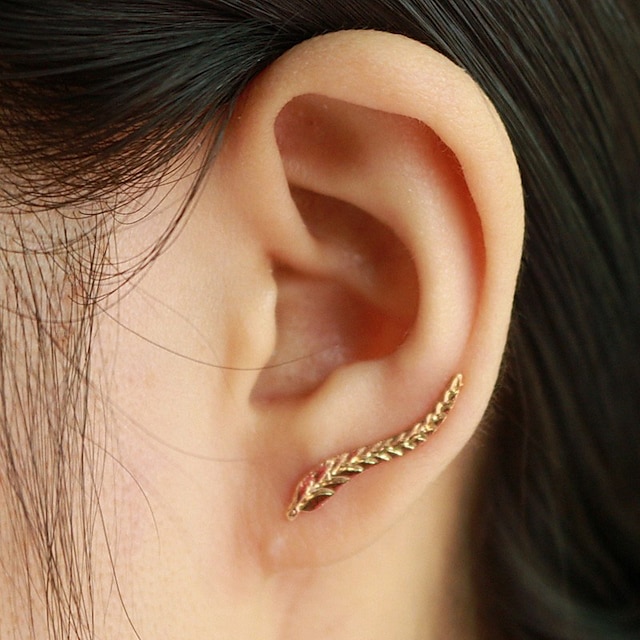 Exquisite Leaf Ear Cuffs Hoop Climber Earring Crawler Golden for Women Girl Lady