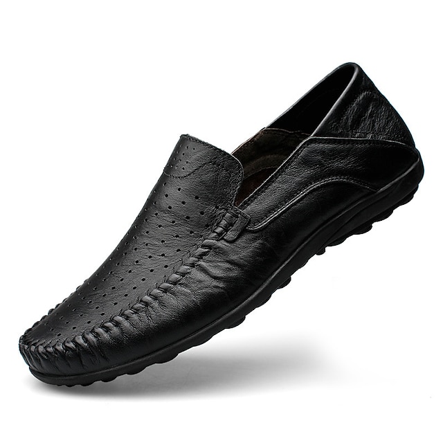  Men's Loafers & Slip-Ons Comfort Nappa Leather Summer Casual Flat Heel Black Yellow Brown Dark Brown Blue Flat