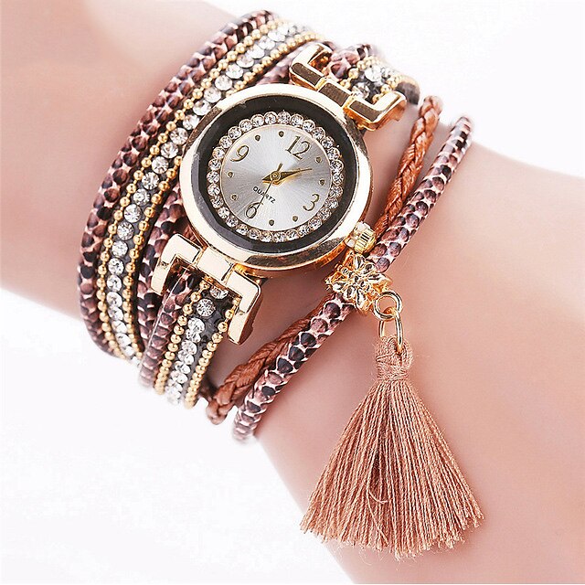  Women's Fashion Watch Bracelet Watch Wrist Watch Quartz Rhinestone Cool Imitation Diamond PU Band Analog Charm Vintage Casual Black / White / Blue - Blue Pink Light Blue