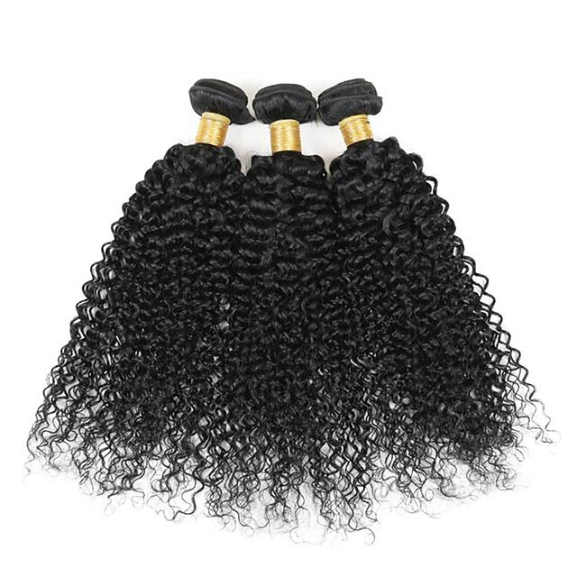  3 offres groupées Cheveux Indiens Kinky Curly Tissages de cheveux humains Tissages de cheveux humains Extensions de cheveux humains / Très Frisé