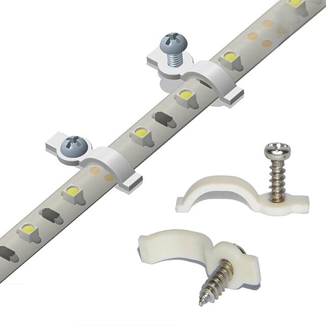  100 Lots Strip Light Mounting BracketOne Side FixingScrews included (Ideal for Waterproof Strip Width 10mm