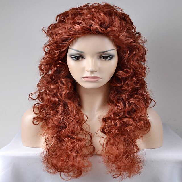  Synteettiset peruukit Afro Kinky Curly Kinky Curly Afro Peruukki Pitkä Hyvin pitkä Vaaleahiuksisuus Synteettiset hiukset Naisten Punainen