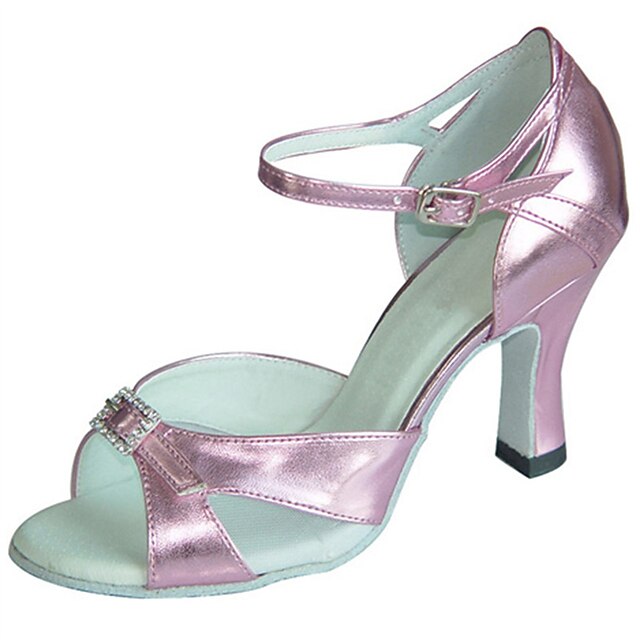  Pentru femei Pantofi Dans Latin / Pantofi Jazz / Pantofi Salsa Imitație de Piele Buclă Sandale / Călcâi Piatră Semiprețioasă / Cataramă Toc Personalizat Personalizabili Pantofi de dans Roz / Interior