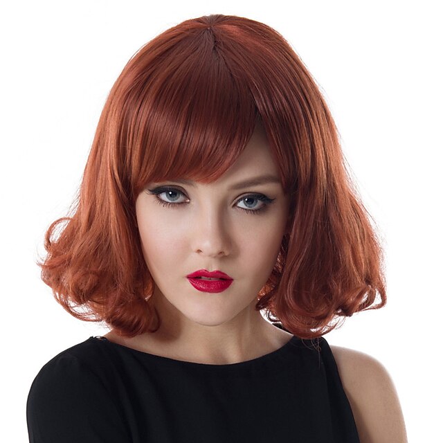  Włosy syntetyczne Peruki Kręcone Bez czepka Karnawałowa Wig Halloween Wig Peruka naturalna Czerwony