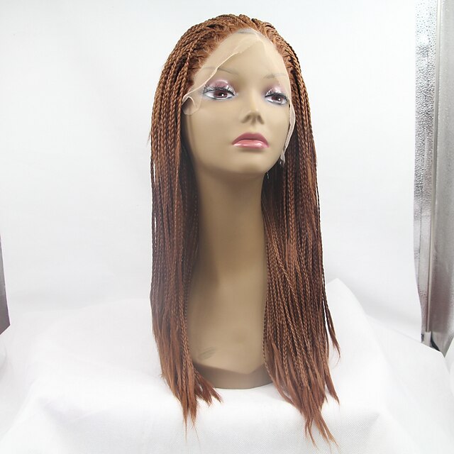  Synthetic Wig Straight Straight Lace Front Wig Medium Auburn Synthetic Hair Women's Natural Hairline Braided Wig African Braids Brown
