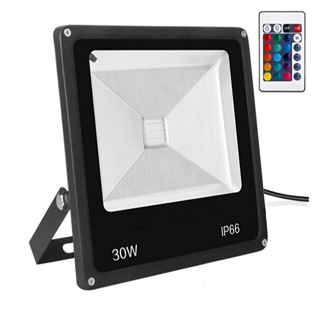  exterior 30 w holofote led à prova d 'água com controle remoto regulável rgb 85-265 v iluminação externa jardim do pátio 1 contas de led