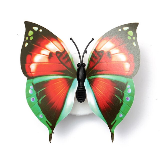  3 stk herlig kreativ farge skiftende abs butterfly førte natt lys lampe vakre hjem dekorative veggnight (stil tilfeldig)
