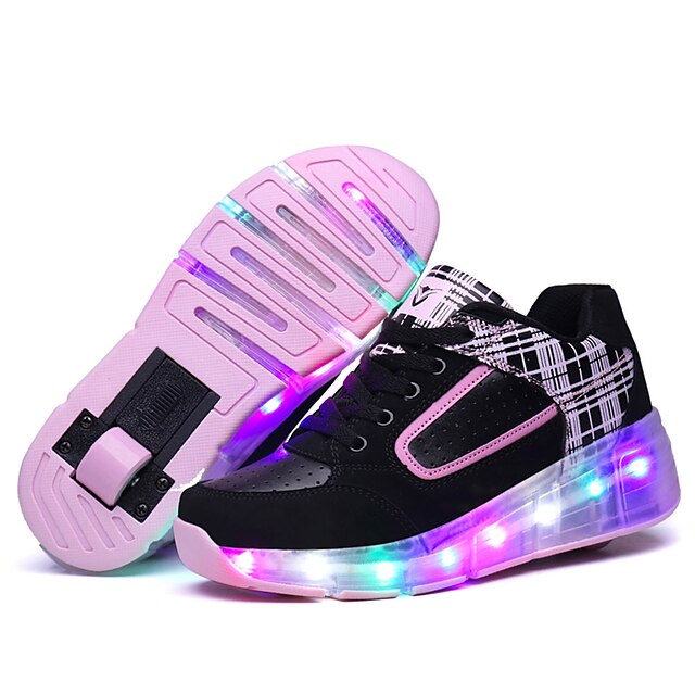  LED Light Up Shoes, Kid Boy Girl's wheely's Roller Skate Shoes / Ultra-light One Wheel Skating Shoes / Athletic / Casual Shoes Black Pink