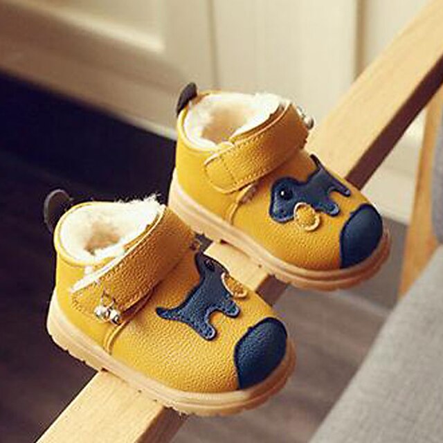  Para Meninos Sapatos Couro Ecológico Outono / Inverno Conforto Botas Velcro para Crianças Amarelo / Vermelho / Azul / TPR- Borracha termoplástica