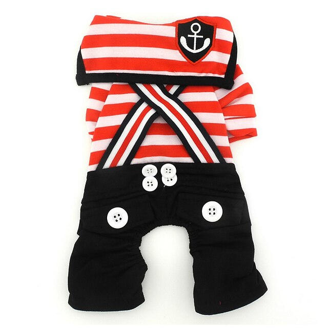  Dog Costume Jumpsuit Sailor Cosplay Winter Dog Clothes Black Red Costume Cotton XS S M L XL
