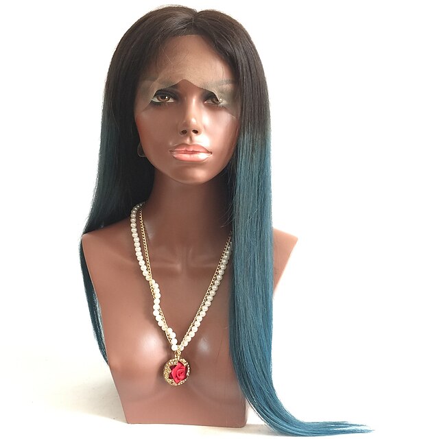  Human Hair Glueless Lace Front Lace Front Wig Kardashian style Brazilian Hair Straight Wig 130% Density with Baby Hair Ombre Hair Natural Hairline African American Wig 100% Hand Tied Women's Short