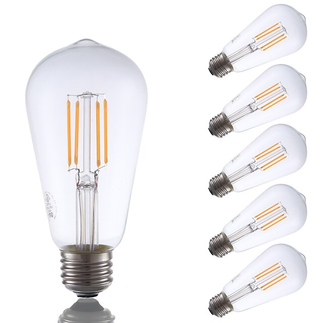  GMY® LED-glødepærer 325 lm E26 ST19 4 LED perler COB Mulighet for demping Dekorativ Varm hvit 110-130 V / 6 stk. / UL-Sertifisert