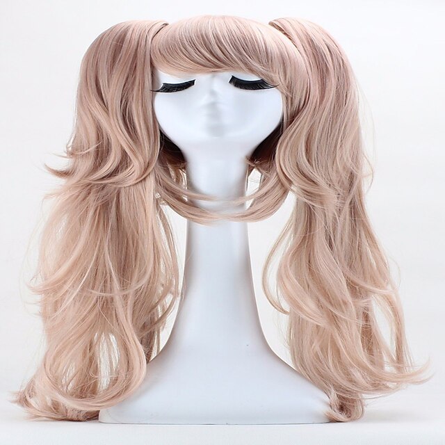  perruque synthétique perruque cosplay droite droite avec frange avec queue de cheval perruque blonde longue rose cheveux synthétiques femme blonde hairjoy