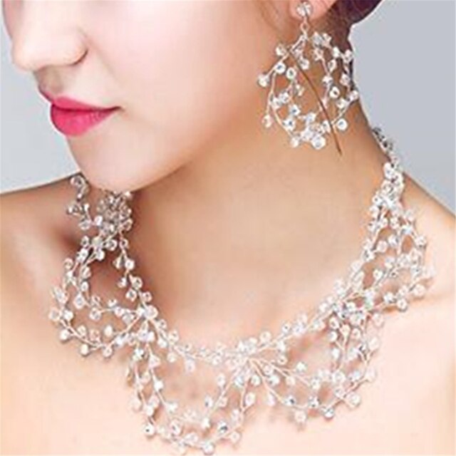  Women's Crystal Earrings Jewelry Transparent For Wedding Party