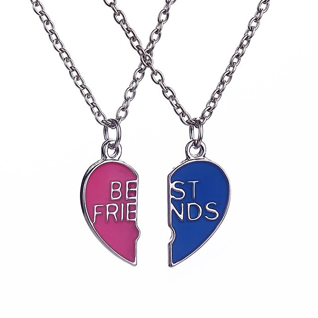  Men's Women's Friendship Bracelet Lockets Necklace Pendant Logo Engraved Broken Heart Friends Heart Love life Tree Best Friends Personalized Punk Hip-Hop Euramerican Alloy Rainbow Necklace Jewelry For