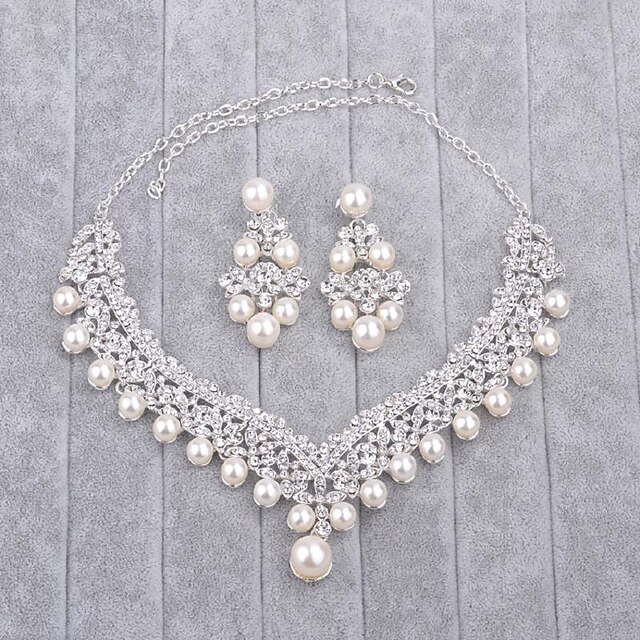 Damen Imitierte Perlen / Strass Schmuck-Set - Einschließen Silber Für Hochzeit