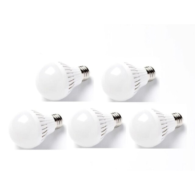  7W E26/E27 LED-bollampen A60(A19) 25 SMD 2835 600 lm Koel wit Dimbaar AC 220-240 V 5 stuks