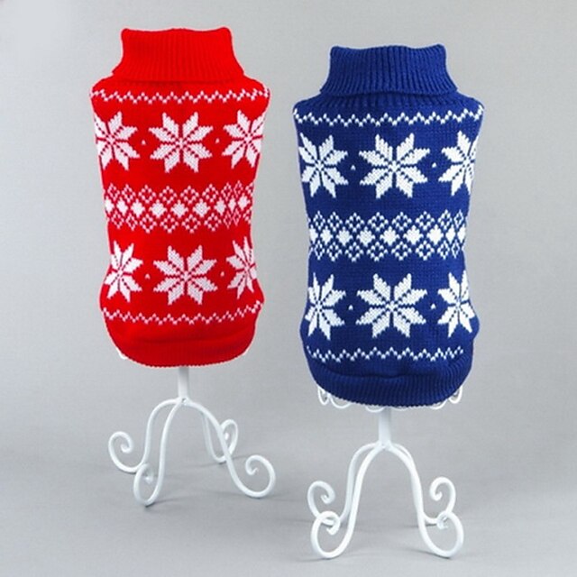  Cat Dog Sweater Christmas Snowflake Classic Christmas New Year's Winter Dog Clothes Puppy Clothes Dog Outfits Red Blue Costume for Girl and Boy Dog Cotton XS S M L XL XXL