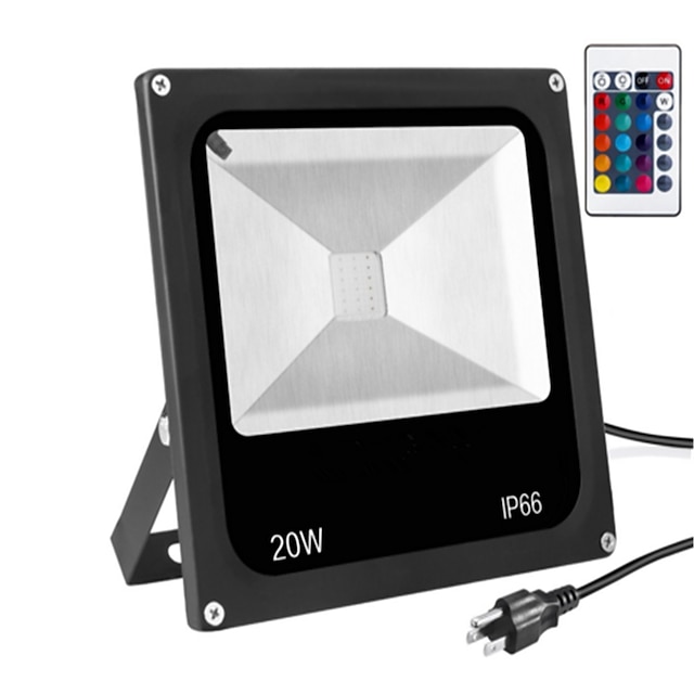  1pc 20 W Focos LED Impermeable Control remoto Regulable RGB 85-265 V Iluminación Exterior Patio Jardín 1 Cuentas LED