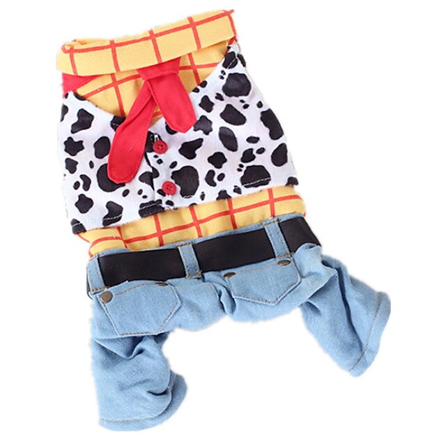  Dog Costume Jumpsuit Puppy Clothes Jeans Cowboy Fashion Winter Dog Clothes Puppy Clothes Dog Outfits Warm Rainbow Costume for Girl and Boy Dog Cotton S M L