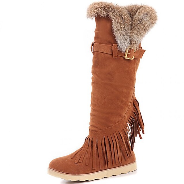  Women's Boots Flat Heel Tassel Fur Gladiator / Cowboy / Western Boots / Snow Boots Fall / Winter Light Brown / Black / Coffee / Party & Evening / Riding Boots / Fashion Boots / Motorcycle Boots