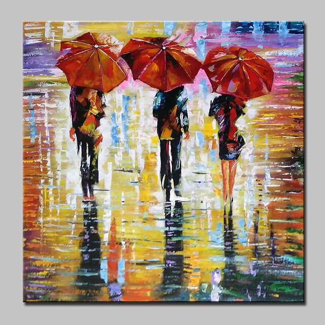  Oil Painting Hand Painted Square Abstract People Modern Stretched Canvas