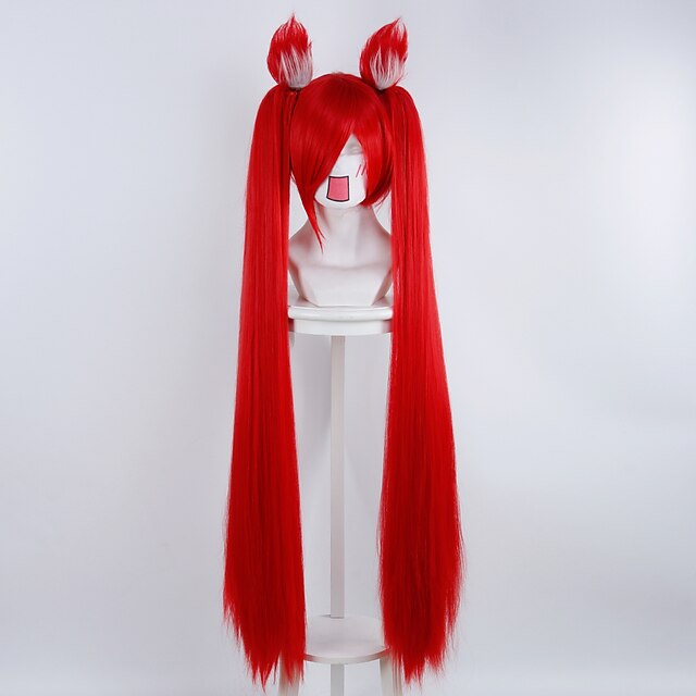  league of legends lolmagical girl jin ke si red with ears cosplay animation wig Halloween
