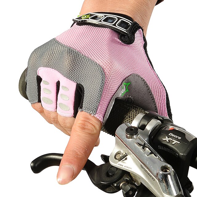  ROCKBROS Перчатки для велосипедистов Дышащий Противозаносный Впитывает пот и влагу Защитный Полупальцами Спортивные перчатки Лайкра Горные велосипеды Розовый для Детские На открытом воздухе