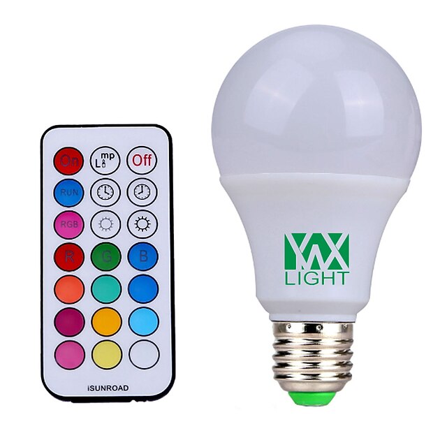  YWXLIGHT® LED-globepærer 500 lm E26 / E27 12 LED perler SMD Mulighet for demping Fjernstyrt Dekorativ Naturlig hvit RGB 85-265 V / 1 stk. / RoHs