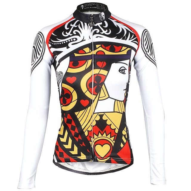  ILPALADINO Women's Long Sleeve Cycling Jersey Winter Summer Polyester Red Funny Plus Size Bike Jersey Top Mountain Bike MTB Road Bike Cycling Ultraviolet Resistant Quick Dry Breathable Sports