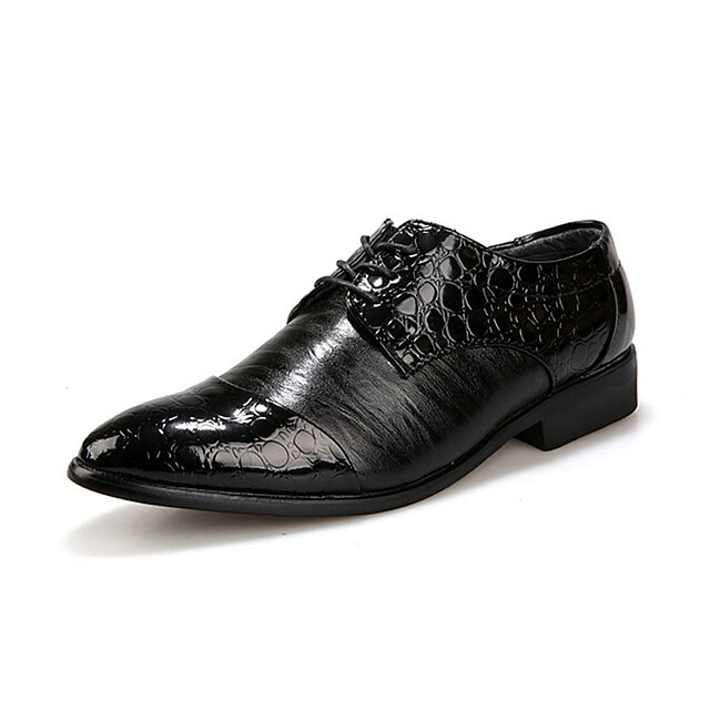  Hombre Zapatos De Vestir PU Otoño / Invierno Confort Oxfords Antideslizante Negro / Con Cordón