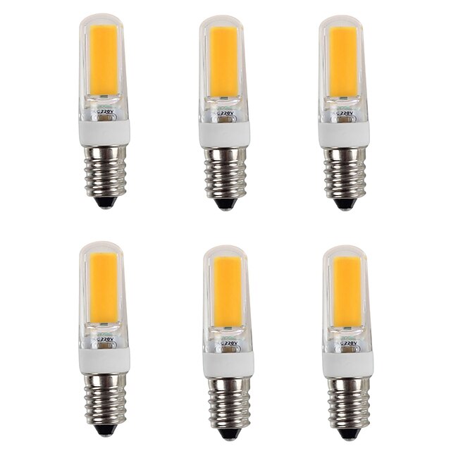  6buc 4 W Lumini LED cu bi-pin 3200 lm E14 T 1 LED-uri de margele COB Alb Cald Alb Rece 220-240 V / 6 bc / RoHs / CE