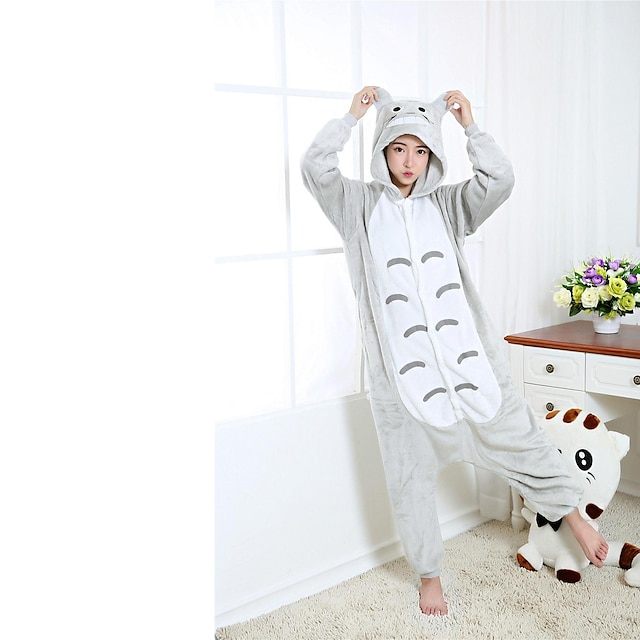 Toys & Hobbies Cosplay & Costumes | Adults Kigurumi Pajamas Anime Cat Onesie Pajamas Velvet Mink Gray Cosplay For Men and Women 