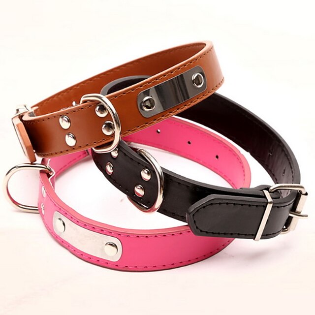  Dog Collar Adjustable / Retractable Solid Colored PU Leather Black Red Blue Pink Brown 1 pc