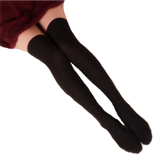  Women's Lolita Vacation Dress Socks / Long Stockings Black Solid Colored Cotton Lolita Accessories